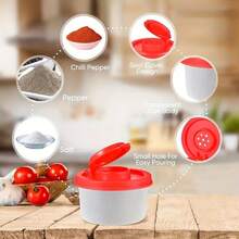 Salt And Pepper Bottle Moisture-Proof Salt Collection Bottle For Camping Picnic Outdoor Kitchen Lunch Box Travel Spice Collection Clear And Red Lid Plastic Airtight Spice Jar Dispenser BBQ Seasoning Jar, Powder Sprinkler - Multicolor - View 12