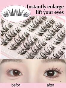 Glue-Free Phantom Butterfly False Eyelashes, 80 Clusters, Japanese And Korean Style, C-Curl, 8-10mm Mixed Length, Glue-Free Design, DIY Individual Eyelash Extensions, Saves Makeup Time, Segmented False Eyelashes, Easy To Use Suitable For Beginners, Soft And Natural Hair, Reusable, Versatile For Daily, Dating, And Party, Perfect Holiday Gift For Best Friends And Girlfriends. - C - View 6