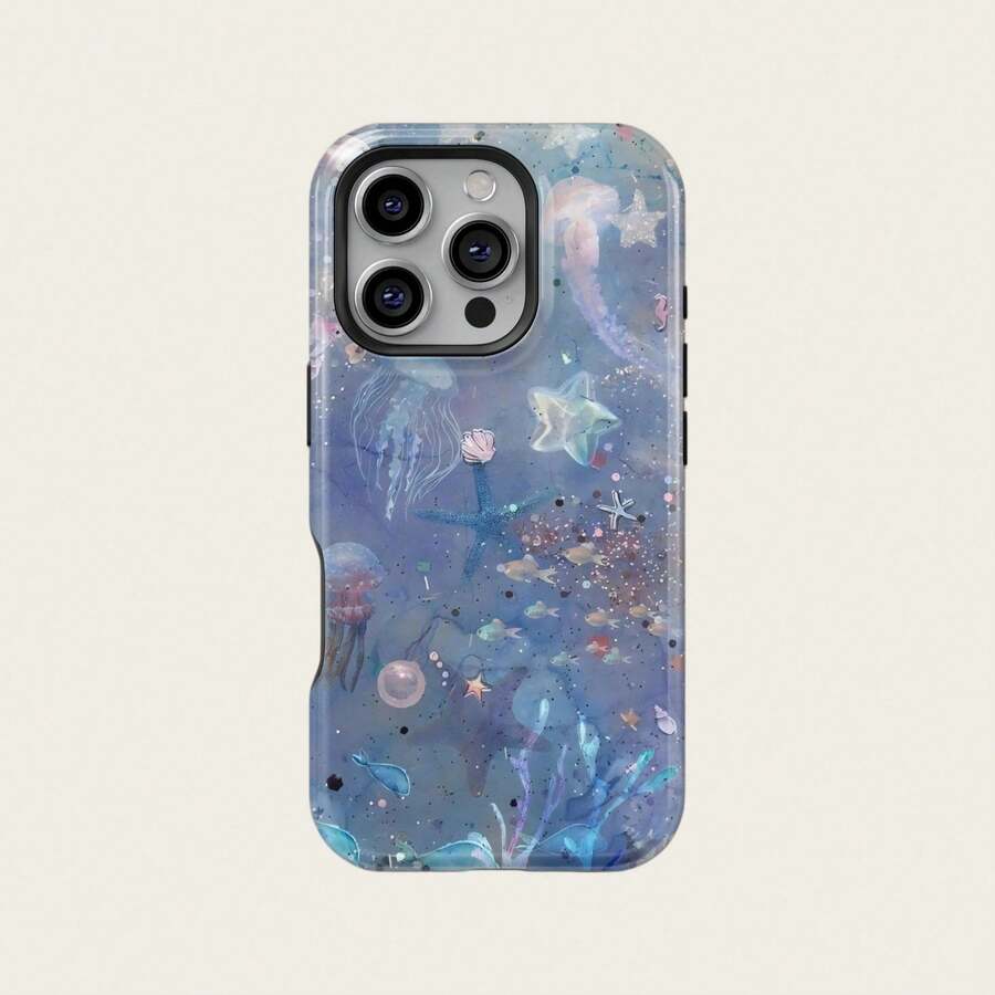 Una elegante funda para teléfono que no incluye cordón ni soporte Night Pattern Phone Shining Purple Starry Hard Phone Cover Compatible With 17 16e 15 Plus 14 13 12 11 Pro - Azul - Ver 1