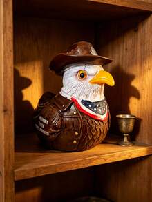 1pc American Figurine With Cowboy Hat & Patriotic Scarf, Unity & Strength Decorative Statue For Desk Home Office Library Vintage Collectible Gift - A - View 6