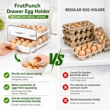 1 Pack 2 LayerLarge Capacity Egg Holder For Refrigerator, Egg Storage Container Organizer Bins, Stackable Clear Plastic Storage Container, Fridge Egg Organizer With Handles, Household Egg Holder For Fridge - 白色 - 查看 11
