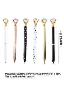 Rhinestone Large Crystal Shiny Metal Ballpoint Pen, Rose Gold Guest Signature Pen, Wedding Decor Supplies, Bridal Decor Supplies, Bachelorette Party Supplies, Wedding Table Decor. Gold Diamond Pen, Shiny Diamond Gemstone Pen, Decorative Gift, Large Diamond Pen Metal Ballpoint Pen Promotional Pen High-End Signature Pen Gift Pen Crystal Diamond Pen, Gift For Women Bridesmaids And Colleagues. - Multicolor - View 3