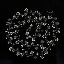 1pc Silver 50CM/19.68INCH Bridal Hair Accessory Handmade Woven Pearl Crystal Hairband Hairpin Suitable For Wedding Dress Bridesmaid Accessories Banquet Graduation Prom,Headpiece - White - View 5