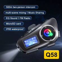 1pc Q58-MAX Premium Motorcycle/Bicycle Bluetooth Helmet Headset, Ultra-Long 500m Intercom, IP56 Waterproof, 25H Ultra-Long Battery 1000mAh Capacity, DSP+CVC Noise Cancelling, EQ Sound, FM Radio, LED Light, Perfect For Riding Outdoor Sports - Q58-mAX - View 1