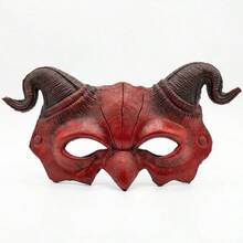 1個 半臉牛角面具，萬聖節角色扮演面具，嘉年華PU泡棉惡魔面具 - 多色 - 查看 4