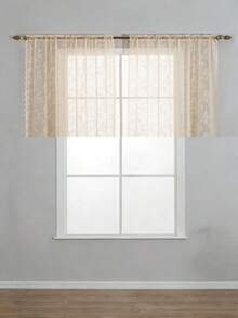 2 片透明蕾絲窗簾適用於臥室，優雅維多利亞風格窗簾配扇形邊緣與花卉圖案；廚房窗簾；半透明窗簾；聚酯纖維製成，適用於客廳與餐廳窗簾 - 米色 - 查看 21