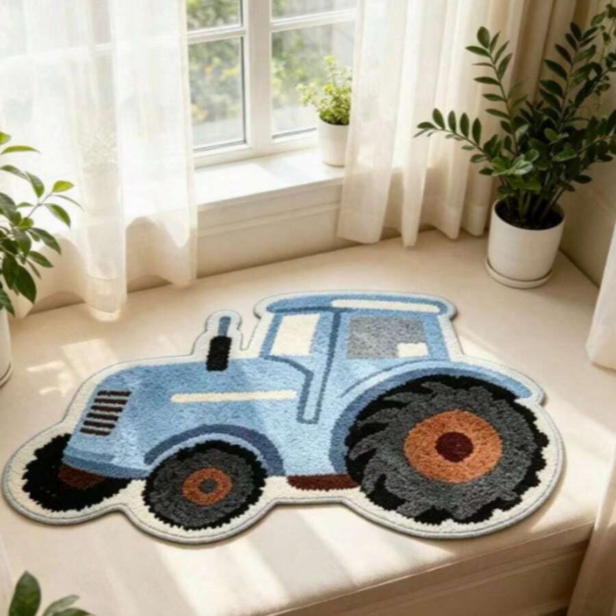 [Soft Sports Carpet] 1pc Blue & White Racing Car Floor Mat, Faux Cashmere, Thickened Carpet, Thick Carpet, Plush Carpet, Autumn/Winter Carpet, Thickened Carpet, Decorative Carpet, Bedroom Decor - Multicolor 9 - View 1