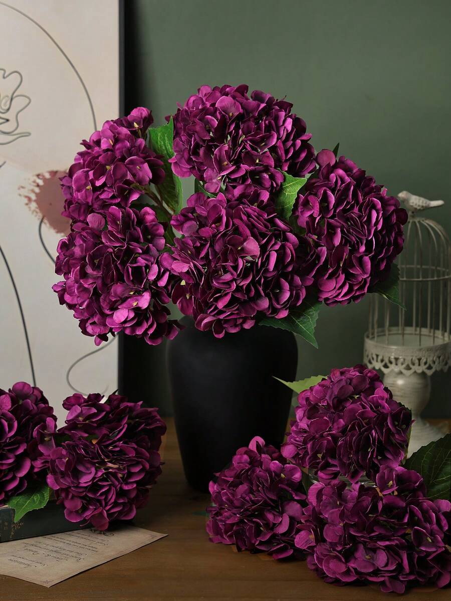 1朵深紫色仿真繡球花,18.5英吋逼真絲綢繡球花裝飾,高品質仿真花卉,適用於DIY婚禮花束、派對、居家客廳、廚房、花園、飯店、辦公室、情人節、母親節、春節、生日禮物、婚禮背景裝飾、DIY花環、新娘花束、禮物裝飾,也適合送給女孩的禮物 - 深紫色 - 查看 1