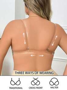 Invisible Transparent Bra Strap Set - 1 Back Strap + 2 Shoulder Straps, Suitable For Backless Dresses, Weddings And Parties, Non-Slip Adjustable Width - Multicolor - View 5
