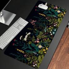 Floral Pattern Extended Gaming Mouse Pad, Abstract Black Desk Mat, Floral Texture Non-Slip Rubber Bottom, Stitched Edge Keyboard Mouse Pad, Suitable For Office, Home And Gaming - View 3