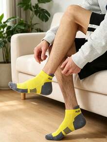 5雙男士運動短襪，防滑吸震跑步襪，吸汗羽球健身用 - 彩色 - 查看 9