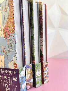 1 pieza Diario tamaño A5, 224 páginas de colores, cuaderno estilo japonés, perfecto como regalo, duradero y resistente - Multicolor - Ver 6