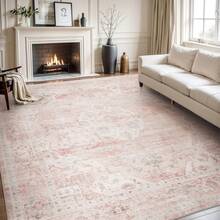 Area Rug 5X7 Rugs For Living Room-Vintage Soft Pink Rugs For Bedroom-Non Slip Carpet-Machine Washable Rug For Dining Room Living Room Bedroom Office Under Table - 多色DT4 - 查看 10