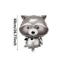 1pc Cute Raccoon Aluminum Foil Balloon, Cartoon Forest Animal Theme Party Camping Birthday Decoration, Raccoon Decor, Camping Event Arrangement, Fun Design, Vibrant Colors - View 5