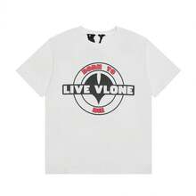 Primavera/Verano Nueva Camiseta V@LONE con Patrón de Letras Cuadradas, Cuello Redondo, Manga Corta, Unisex, de Lujo, Camisetas Modernas - Blanco - Ver 1