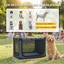 Foldable Dog Transport Cage, With Removable And Washable Cushion, Oxford Fabric Lining, For Dogs Up To 30 Kg, Grey. - View 2