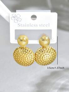 1 Pair Stainless Steel Geometric Pendant Minimalist Fashion Women's Earrings - Gold 1435 - View 3