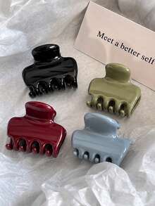 4piezas/3piezas/1 pieza Pinzas de pelo cuadradas pequeñas de plástico para mujer de 1.97 pulgadas/5cm en rojo, negro, azul, verde, versátiles y de moda, elegantes y minimalistas, garras de pelo de unicolor, adecuadas para uso diario, casual, fiesta, playa, vacaciones, diseño de peinado, lavado de cara/cabello, maquillaje, accesorios de ropa, pinzas de garra de pelo de moda de otoño, accesorios de cabello de otoño, pinzas de pelo, universales para invierno y verano - Multicolor - Ver 1