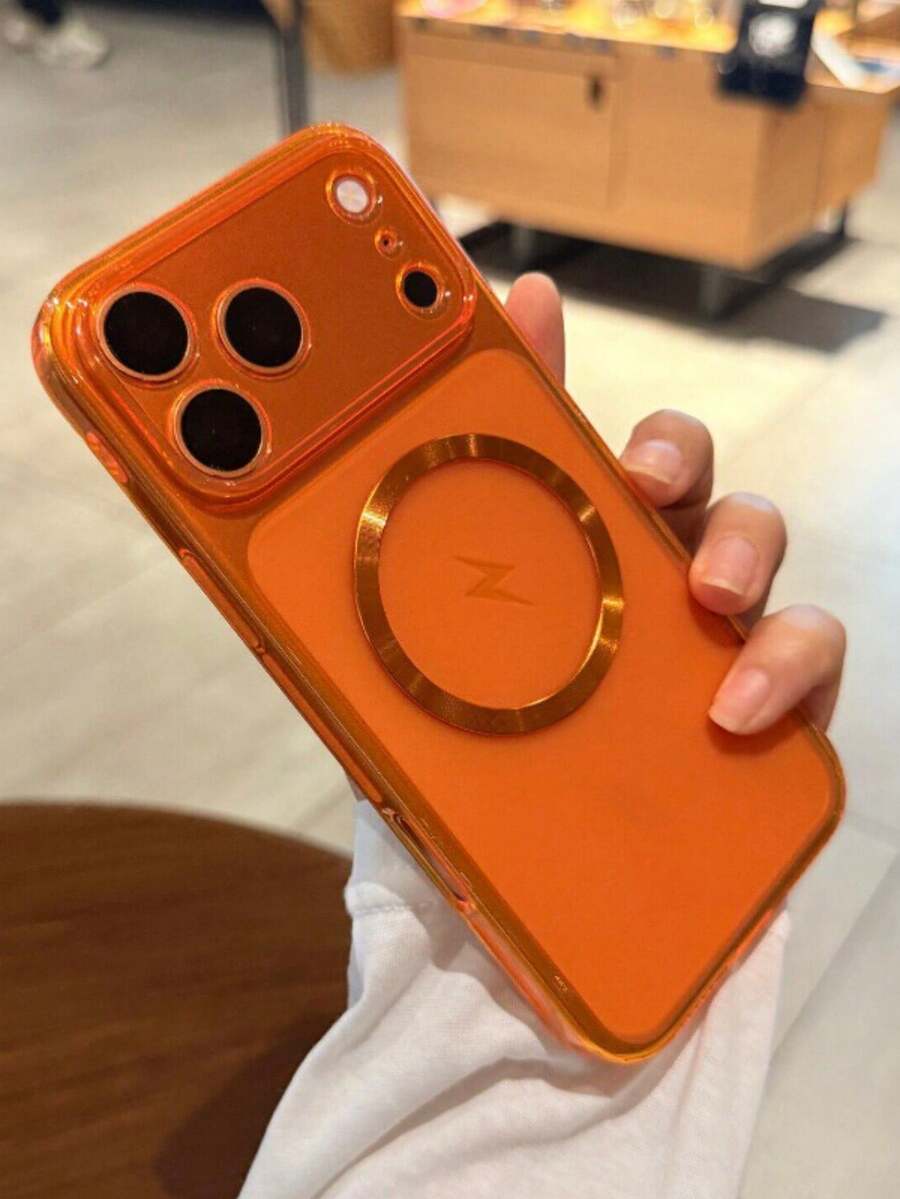 Funda de teléfono de lujo con acabado mate, disipación de calor, carga inalámbrica magnética, compatible con iPhone 17Pro Max 16 15 14 13 Pro Max, funda protectora translúcida a prueba de golpes - Naranja transparente - Ver 1