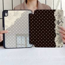 黑色底色奶油波點蕾絲 Y 型折疊平板保護殼，附筆槽，相容 iPad 10 代 Smart Case/11(A16 2025)/相容 Galaxy S9/S7/S10+/相容 /相容 - 彩色 - 查看 7