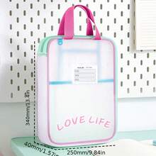 1Pc L-Shape 3-Layer Large Capacity Grid Handheld File Bag, Colorful Multi-Layer PE Document Pouch, Big Opening Homework & Tutoring Organizer, Back To School Supply For Daily Study And Office Storage. - Multicolor - View 3