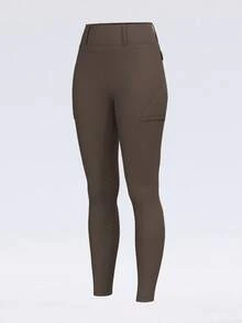 ROYALS MATTINI Women's Riding Pants With Pocket, Horse Riding Pants, Equestrian Riding Pants, Full Seat Silicone Riding Pants, Full Seat Silicone Anti-Slip Wear-Resistant Equestrian Pants, Riding Leggings, Dual Side Pockets, Suitable For Riding Equestrian Sports - Coffee Brown - View 7
