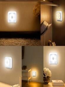 6pcs Motion Sensor Lights, LED Cabinet Lights, Outdoor Step Lights, USB Rechargeable/Battery Powered Night Lights - Perfect For Bedroom Decor, Hallway Decor, Bathroom Decor, Cabinet Decor, Stair Lighting, Outdoor Decor, Home Decor And Room Decor - Multicolor - View 10