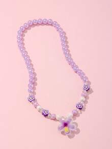 1/5pcs/Set Girls Cute Flower Pendant Soft Clay Beaded Necklace Set Suitable For Holiday Party School Daily Activities Wear - Multicolor - View 5