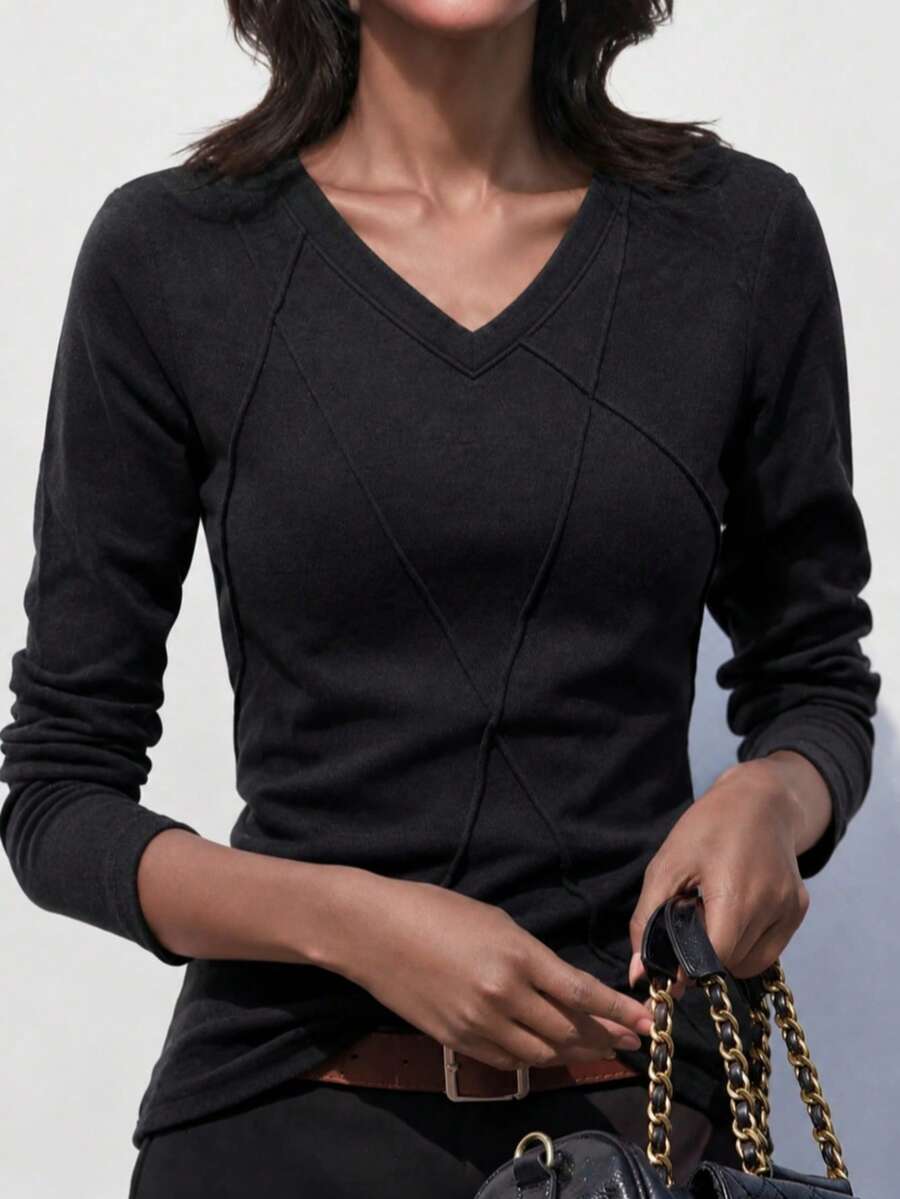 Women T-Shirts Casual Black Fall Winter - Black - View 1