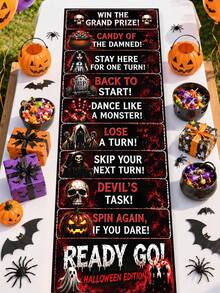 1pc Halloween Horror Text Scoring Game Scroll, Black And Red Ghost Pumpkin Pattern Game Scroll, Halloween Party Game, Happy Halloween Decoration, Halloween Family Gathering Fun Activity, Family Gathering First Choice, Prop To Create Halloween Atmosphere, Winter Decoration, Halloween Home Decor, Halloween Gift, Party Favor - Horror Text - View 11