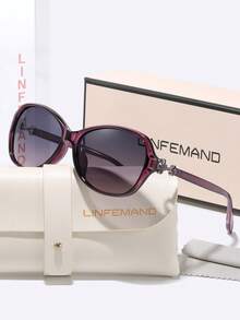 Kính mát nữ LINFEMAND gọng oval gradient, đính đá rhinestone cỏ bốn lá tinh xảo ở càng kính, thiết kế gọng oversized tôn dáng mặt giúp mặt trông nhỏ hơn, phong cách sang trọng nhẹ nhàng, đa năng cho đi mua sắm, dạo phố, du lịch, đi làm, chống nắng, quà tặng ngày lễ - Nhiều màu - Xem 9