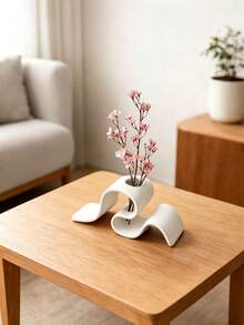 1個小號現代極簡曲面3D列印花瓶，創意緞帶造型乾燥花架，北歐風桌面裝飾花器，居家辦公室客廳擺飾 - 多色 - 查看 7