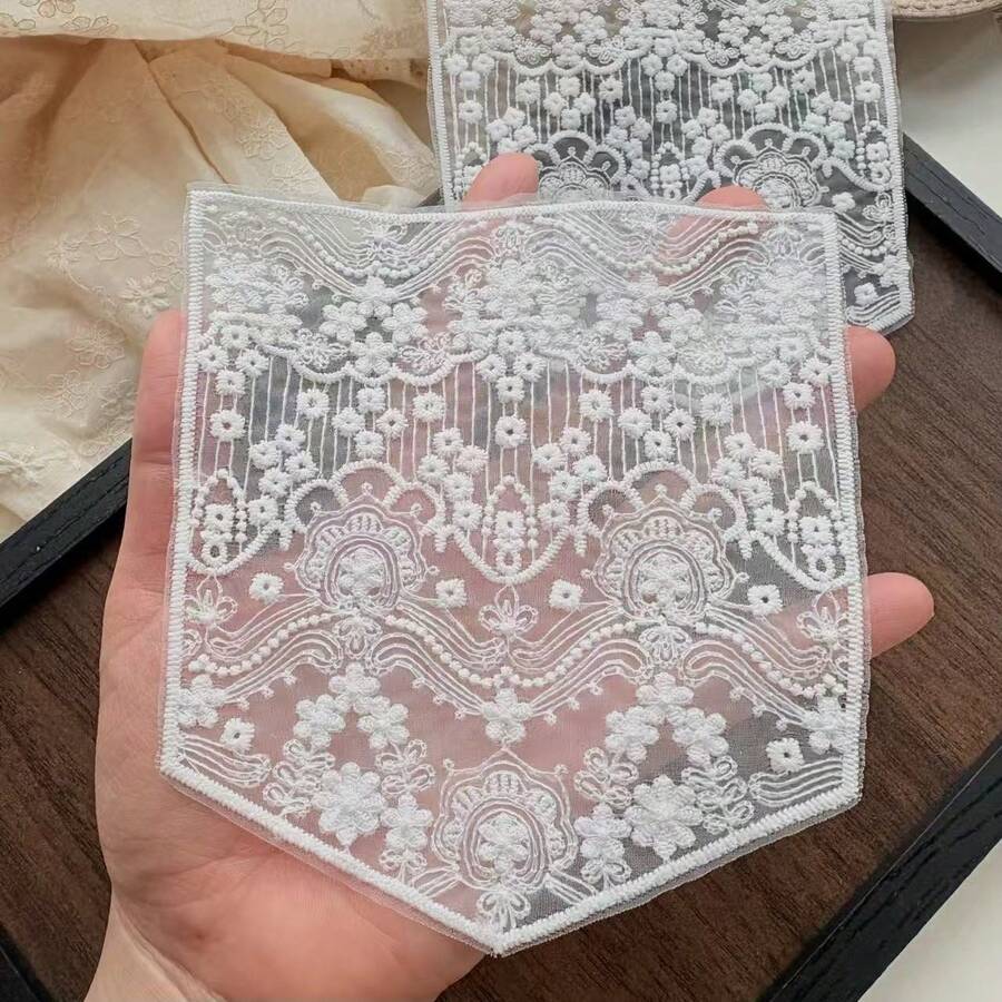 1pc Sweet Style Lace Applique Patch, DIY Handmade Craft Decoration Accessory, Suitable For Clothing Pocket Decoration - Multicolor - View 1