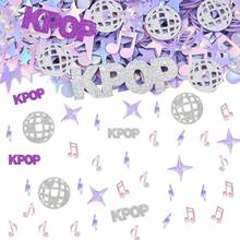 500pcs Multi-Color Glitter K-POP Theme Confetti, Colorful Disco And Music Note Table Decor Scatter Props, Versatile Party Favors For Small Birthday Parties And K-POP Fan Holiday Celebrations - Multicolor - View 1