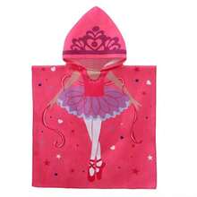 1pc Kids Hooded Cape Bath Towel, Soft Absorbent Cartoon Print Quick-Dry Beach Towel, Cute Bathrobe For Boys And Girls - Multicolor - View 8