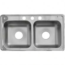 Fregadero de acero inoxidable de dos cubetas, 84 * 48 cm - Con grifo extraíble flexible modelo Berlín - Mezcladora REA - Ver 2