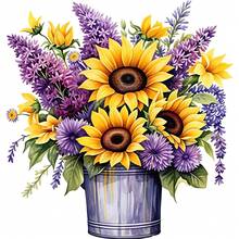 1/2/3PCS Durable Washable Heat Transfer Vinyl, Purple Sunflower Lavender Purple Chrysanthemum Green Leaf Floral Pattern Color Block Heat Transfer, Vinyl Print, Heat Transfer Sticker, Iron-On Transfer Sticker Decal - Suitable For Pillows, DIY, Backpacks, T-Shirts, Canvas Bags, Sweatshirts, Jeans, T-Shirts, Clothing, Sewing Supplies - Multicolor - View 2