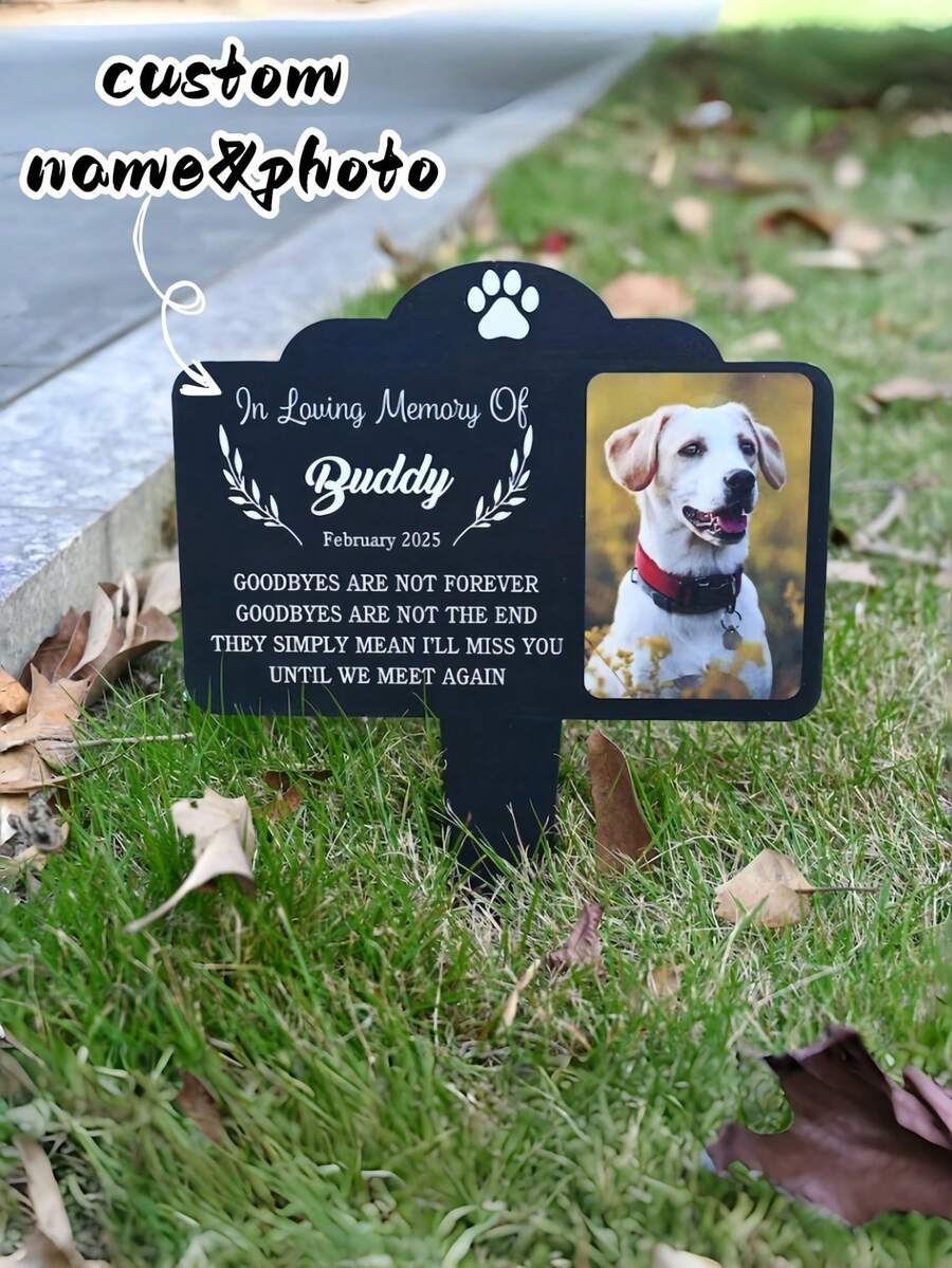 Custom Dog Memorial Plaque, Personalized Dog Photo Plaque, Outdoor Pet Tombstone, Sympathy Gift, Pet Portrait Gift, Metal Garden Memorial