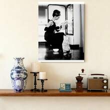 Cuadro decorativo 1 Pieza de Arte en Lienzo  y Gato Blanco y - Póster Contemporáneo 18"x12", Decoración Clásica de  para Sala, Dormitorio o Pasillo - Idea de Regalo Navideño Atemporal, Arte Cinematográfico, Estilo Elegante, Diseño Plano 2D, Ideal para Decorar Habitac - Cuadros decorativos con marco - Ver 1