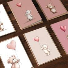 12pcs Balloons, Heart-Shaped Greeting Card | Includes Envelope, Greeting Card | Perfect For Birthdays, Celebrations, And Thank-You Notes; Ideal Gift For Birthday And Holiday Wishes And Messages. - Sets - View 1