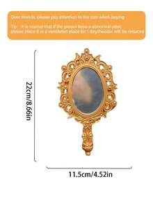 1pc French Style Gilded Carved Handheld Mirror, Suitable For Bathroom Vanity Makeup Set Mirror, Home Washroom, Bedroom Skincare, Bedroom Homestay Soft Decor All-Scene Matching - one-size - View 8