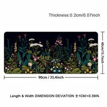 Floral Pattern Extended Gaming Mouse Pad, Abstract Black Desk Mat, Floral Texture Non-Slip Rubber Bottom, Stitched Edge Keyboard Mouse Pad, Suitable For Office, Home And Gaming - View 11
