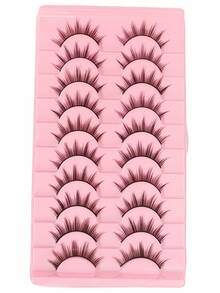 10 pares de pestañas postizas estilo dibujo animado de pequeño diablo, maquillaje de chica europea y americana, pestañas completas de hada, fáciles de aplicar para principiantes, pestañas gruesas - Ver 8