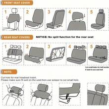 35-Piece Car Seat Cover Set With Steering Wheel Cover, Cup Holder Coasters, Shoulder Pads, And Accessories - Polyester Fabric Interior Decor Kit Without Filler - 紅色 - 查看 9