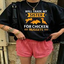 Cute Daily Casual Graphic T-Shirt 100% Cotton Oversized Soft Breathable Casual Crewneck Short Sleeve Top Aesthetic Daily Fashion Lovers Casual Wearers Gift Givers Trendy Basic - Negro - Ver 19