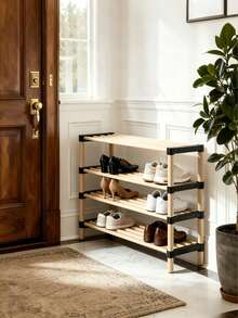 Space-Saving Floor-Standing Shoe Storage Rack, Wooden Shelf Suitable For Entryways, Bedrooms And Apartments For Storing Shoes And Various Daily Small Items - Multicolor - View 2