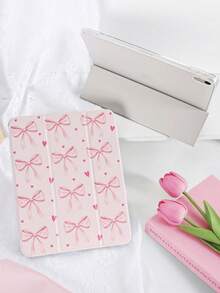 粉色蝴蝶結與愛心彩繪平板保護殼，相容 iPad Mini6/Mini7/9.7/10.2/10.5/Air4/Air5/10.9/Pro 11"/10th Gen/ Pro 11-In.(M4)-2024/ Air 7(M3)2025(11-Inch)/ Air 8(M4)2026(11-Inch/ (A16) 11 Inch 11th Generation 2025/ Galaxy Tab A8 10.5 Inch 2022，內置筆槽，三折支架，TPU 軟邊，自動休眠/喚醒，翻蓋平板保護殼，三折筆槽款 - 彩色 - 查看 6
