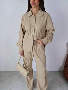 Women's Chic Velvet Winter Set - Champagne - View 4