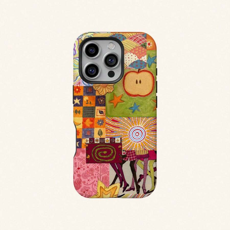 Una elegante funda para teléfono que no incluye cordón ni soporte. Funda para teléfono a la moda con os de collage a prueba de golpes, diseño vintage, interesante y artístico de mariquita y collage floral, compatible con 17 16 15 14 Pro Plus 13 12 11. Regalo de primavera, cumpleaños. - Multicolor 2 - Ver 1