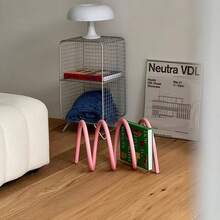 1 pieza Estantería de almacenamiento para el hogar de artista moderno grande, estantería de libros colorida de dopamina, estilo minimalista, estantería giratoria de hierro, diseño creativo personalizado, soporte de libros de escritorio, estantería de almacenamiento, estantería de libros de hierro de estilo minimalista colorida de dopamina, estantería giratoria personalizada, soporte de libros, estantería de almacenamiento, revista de escritorio (Modelo de adorno de revista de escritorio disponible para compra) - Multicolor - Ver 8